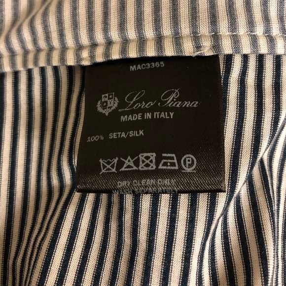 Loro Piana Crewneck Short Sleeve Silk Tee, Grey Cream Stripe, Size Small - Picture 5 of 11